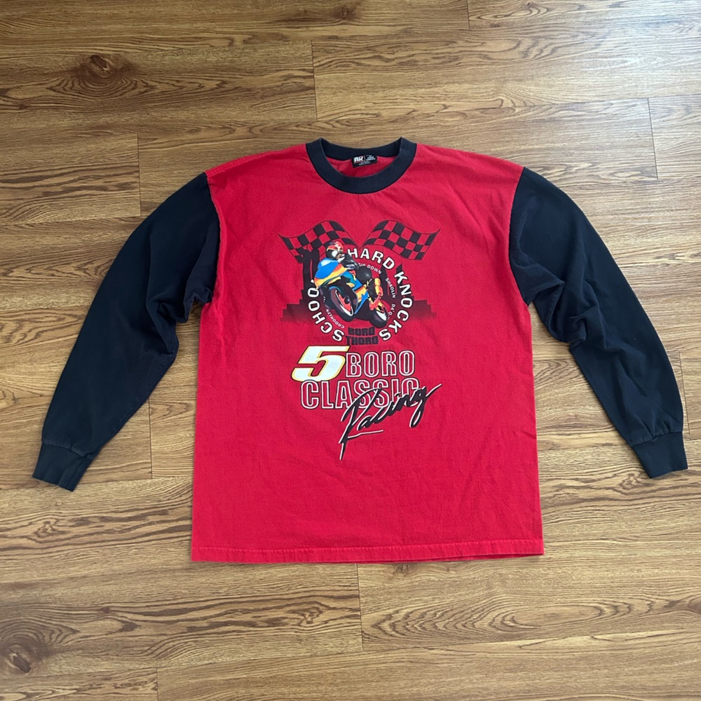 Classic Racing Red and Black Long Sleeve Tee